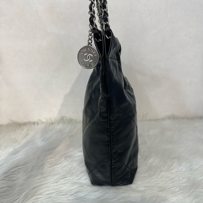 Chanel AS3260 黑皮銀鏈22bag 小號-9