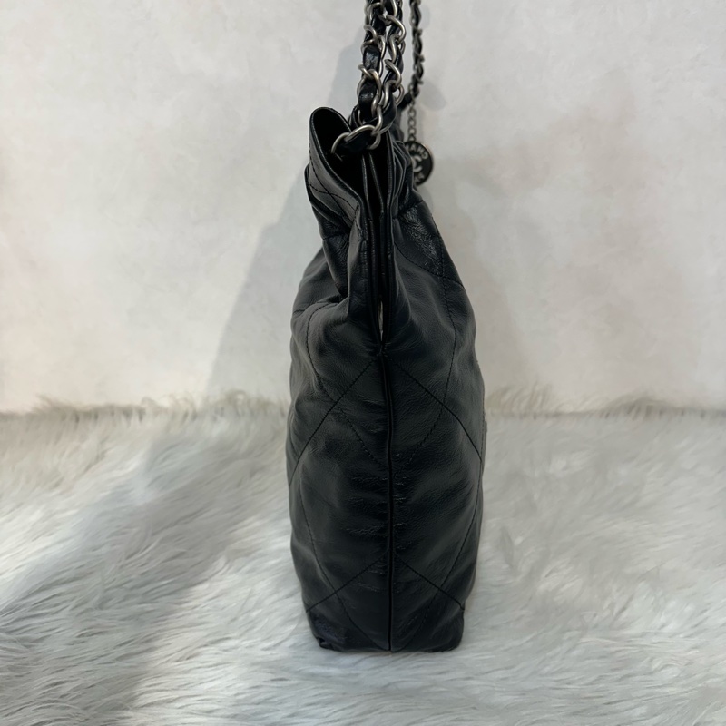 Chanel AS3260 黑皮銀鏈22bag 小號-10