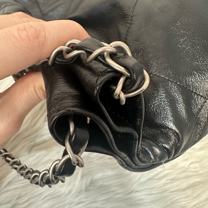 Chanel AS3260 黑皮銀鏈22bag 小號-15