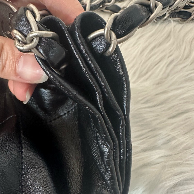 Chanel AS3260 黑皮銀鏈22bag 小號-16