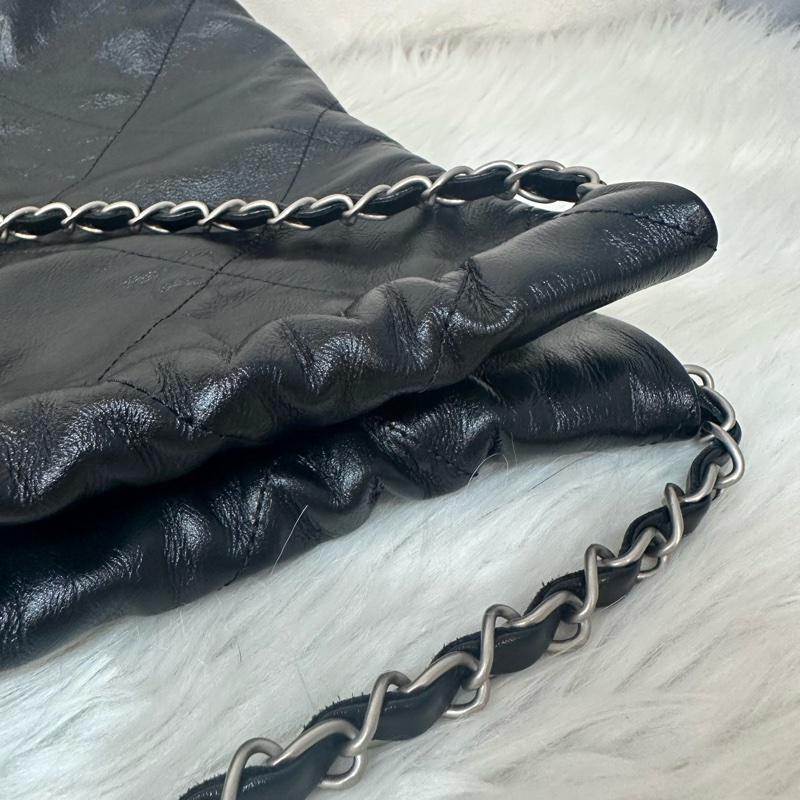 Chanel AS3260 黑皮銀鏈22bag 小號-25