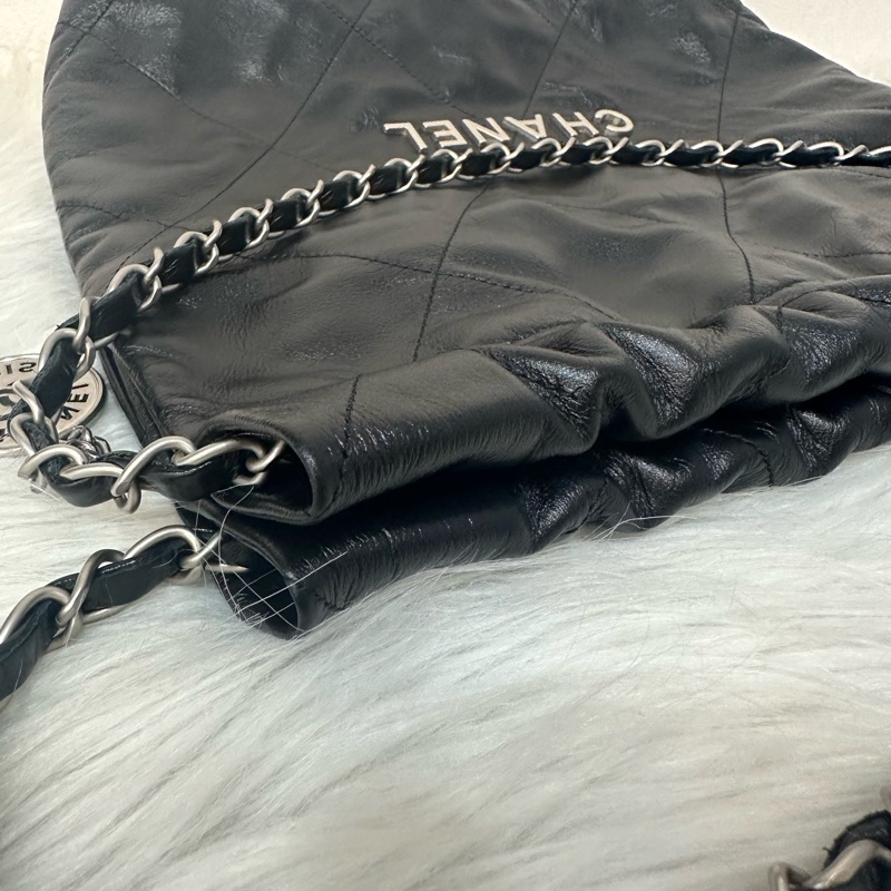 Chanel AS3260 黑皮銀鏈22bag 小號-27