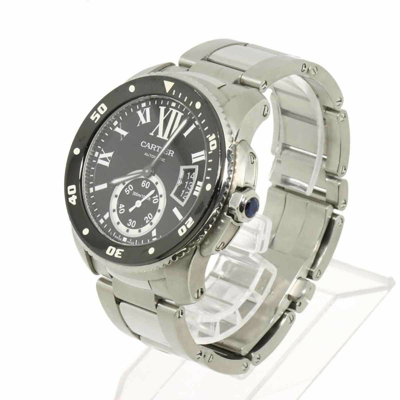 卡地亞 Calibre de Diver W7100057 男士腕錶,附日期顯示,黑色,自動上鍊機芯-1
