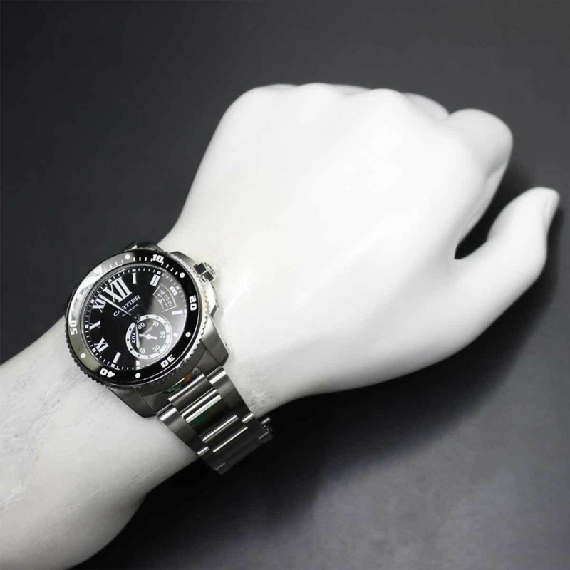 卡地亞 Calibre de Diver W7100057 男士腕錶,附日期顯示,黑色,自動上鍊機芯-2