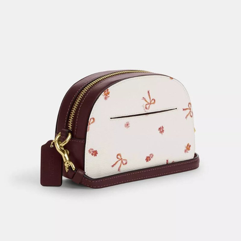 【COACH】印花防刮半月包-米白-4