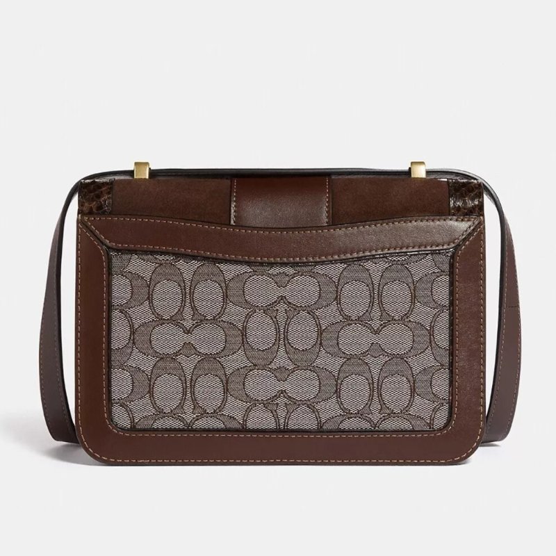 【COACH】老花蛇紋側背包-卡其咖啡色-1