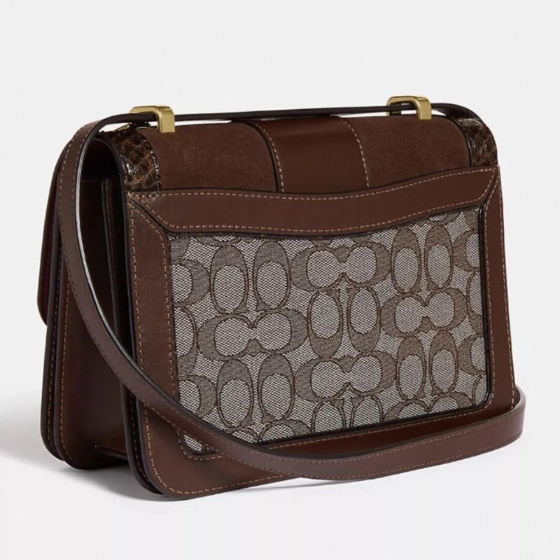 【COACH】老花蛇紋側背包-卡其咖啡色-2