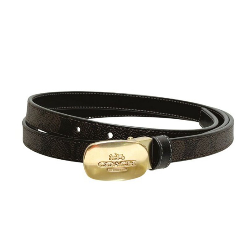 【COACH】經典老花LOGO皮帶-咖啡色-0