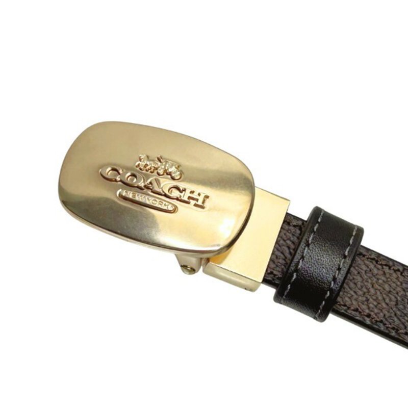 【COACH】經典老花LOGO皮帶-咖啡色-1