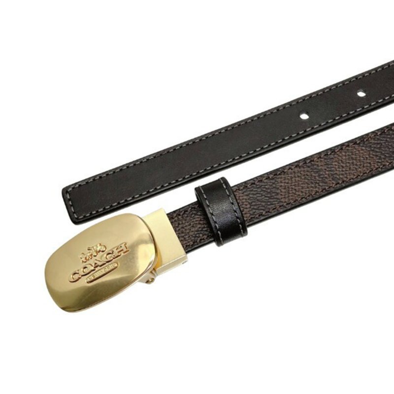 【COACH】經典老花LOGO皮帶-咖啡色-2