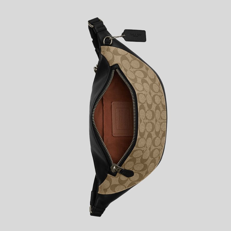 【COACH】經典滿版LOGO腰包-卡其黑-2