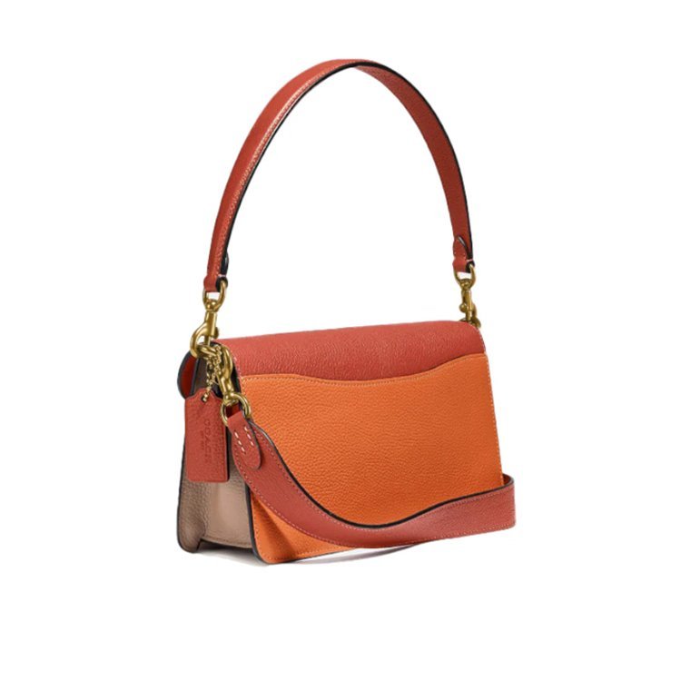 【COACH】專櫃款撞色手提/斜背兩用包-咖啡桔-2