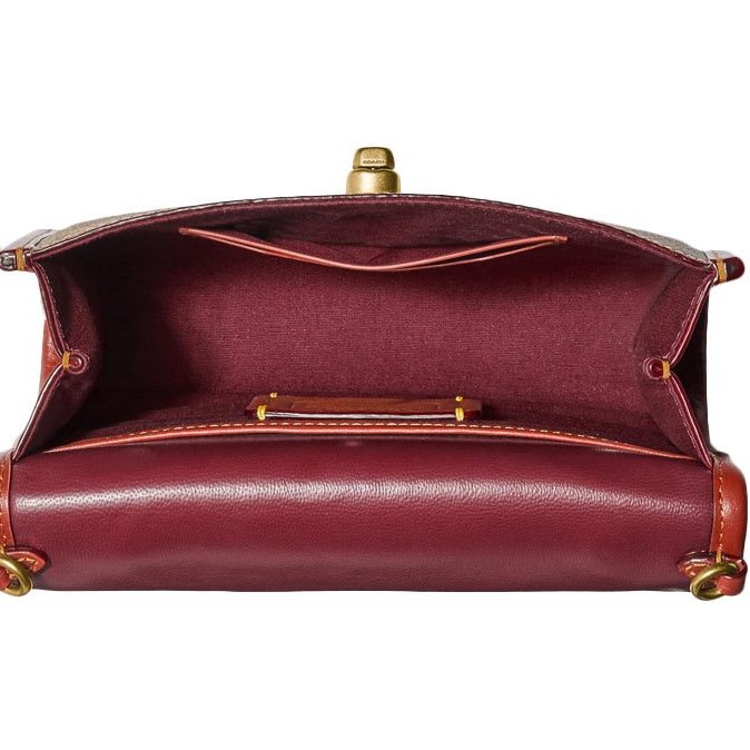 【COACH】經典老花皮革手提/斜背包-卡其駝-2