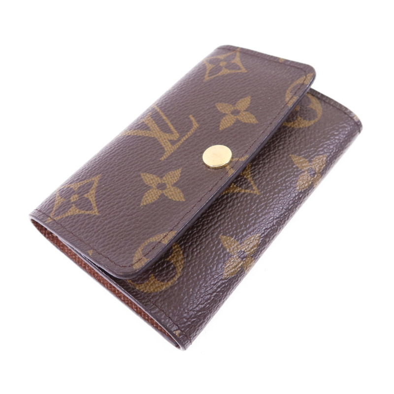 LOUIS VUITTON Monogram 6 Key Holder金扣鎖匙包棕色-2