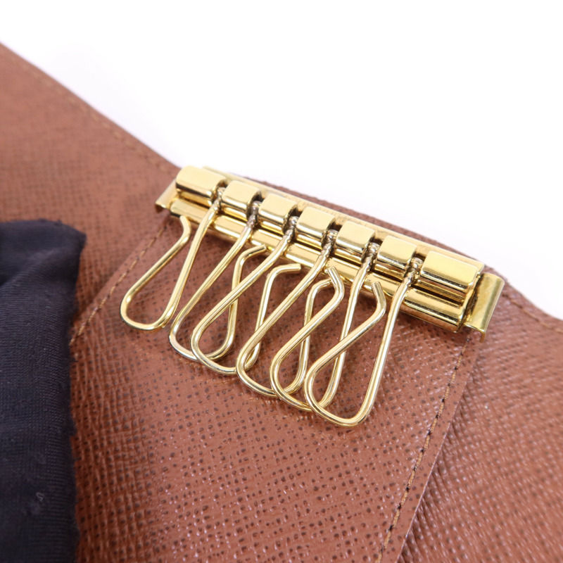 LOUIS VUITTON Monogram 6 Key Holder金扣鎖匙包棕色-5