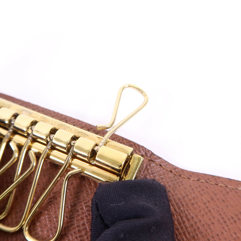 LOUIS VUITTON Monogram 6 Key Holder金扣鎖匙包棕色-6