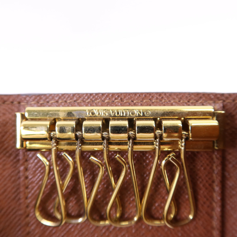 LOUIS VUITTON Monogram 6 Key Holder金扣鎖匙包棕色-7