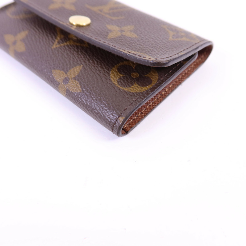 LOUIS VUITTON Monogram 6 Key Holder金扣鎖匙包棕色-10