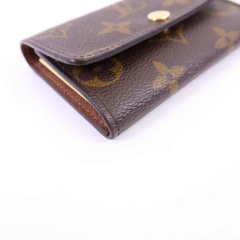LOUIS VUITTON Monogram 6 Key Holder金扣鎖匙包棕色-11
