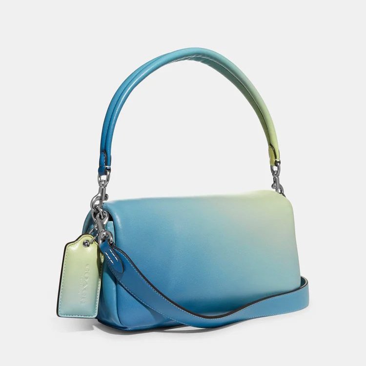 【COACH】漸層枕頭斜背/手提兩用包-漸層藍-3