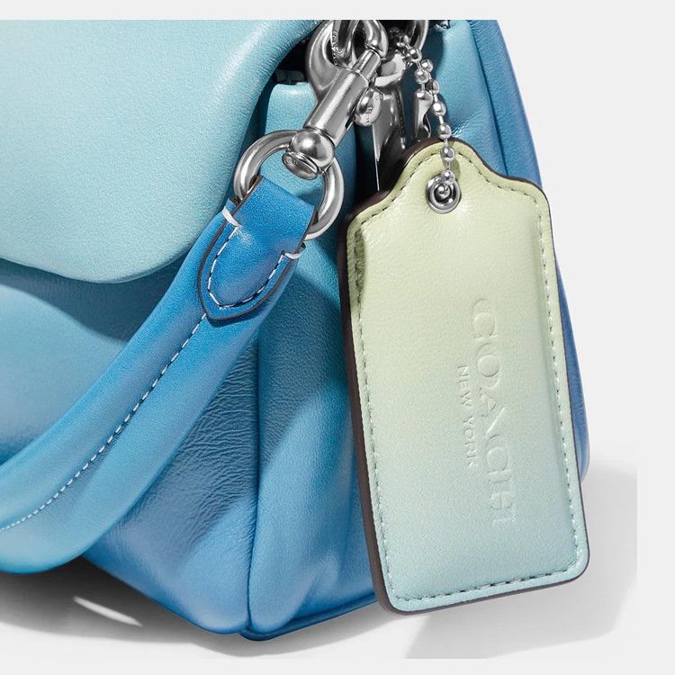 【COACH】漸層枕頭斜背/手提兩用包-漸層藍-4