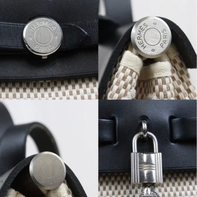 「JL精品代購」 98新 Hermes 愛馬仕 herbag 黑白熊貓色 兩包可替換-9