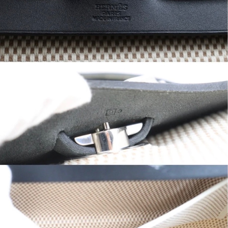「JL精品代購」 98新 Hermes 愛馬仕 herbag 黑白熊貓色 兩包可替換-10