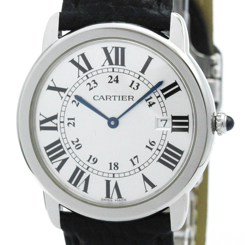 卡地亞 Ronde Solo LM 精鋼皮革石英男士腕錶 W6700255 拋光