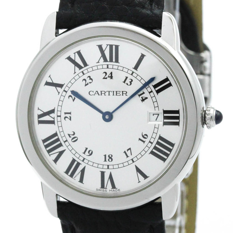 卡地亞 Ronde Solo LM 精鋼皮革石英男士腕錶 W6700255 拋光-0