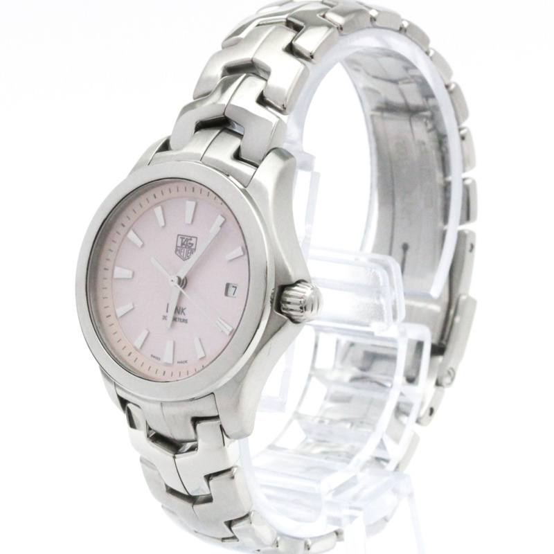 TAG HEUER 豪雅 Link 系列粉紅珍珠貝母錶盤精鋼石英女錶 WJF1312 拋光款-1