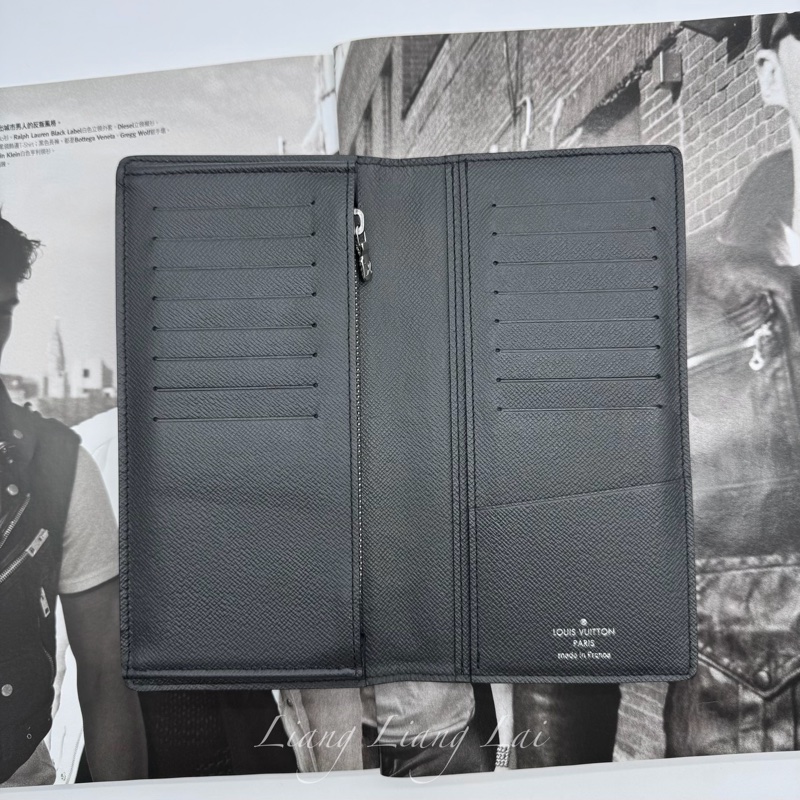 LOUIS VUITTON LV 經典 Taiga 皮革墨黑色長夾-5