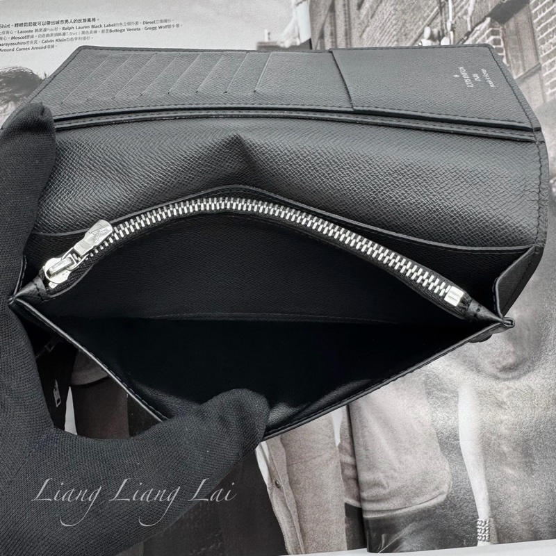 LOUIS VUITTON LV 經典 Taiga 皮革墨黑色長夾-10