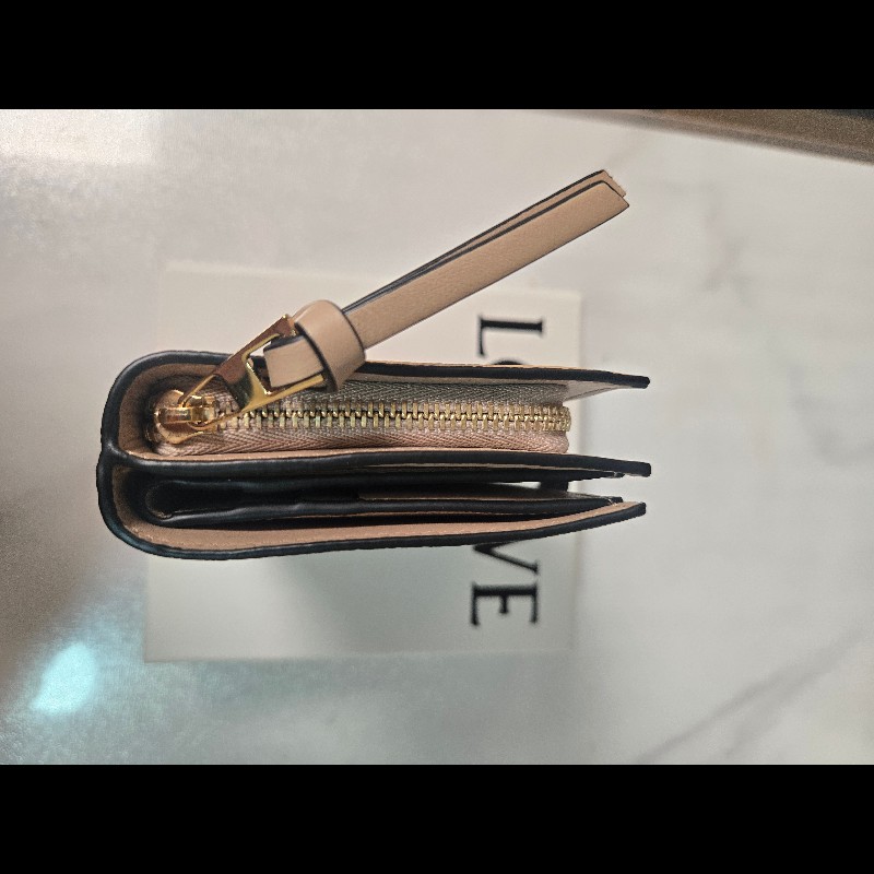 LoeweLOEWE餅乾色 柔軟粒面小牛皮小型拉鍊皮夾 Compact Zip Wallet-9