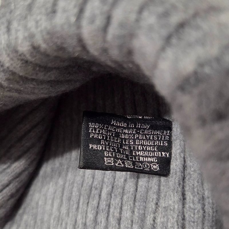 禮物～ Chanel香奈兒經典珠片刺繡logo灰色100%Cachemire羊毛針織帽/ 冷帽/ 保暖帽/ 超厚毛帽-8