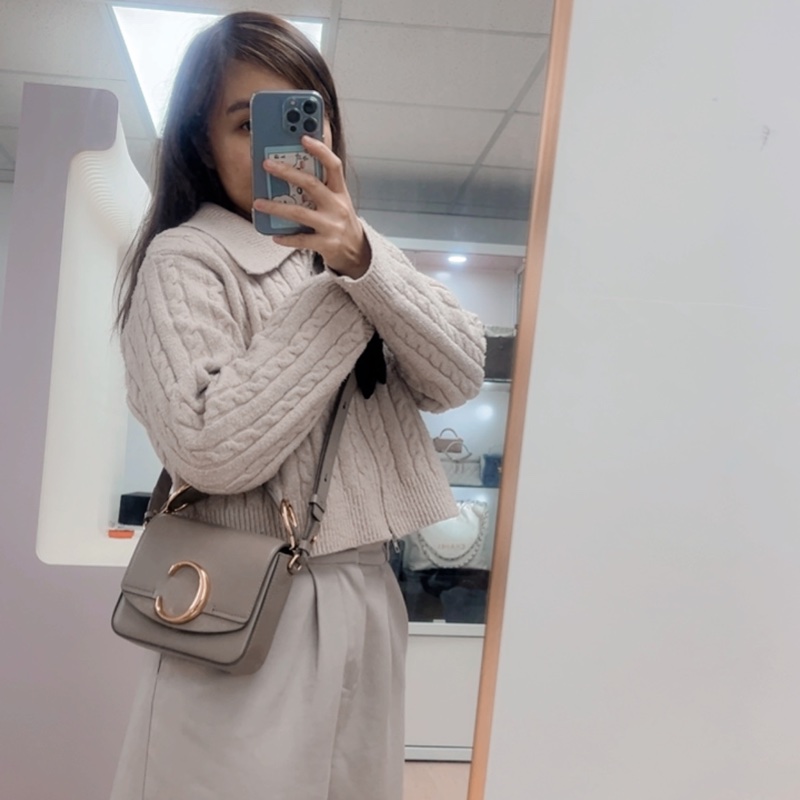 Chloe c bag mini 灰色斜挎包-11