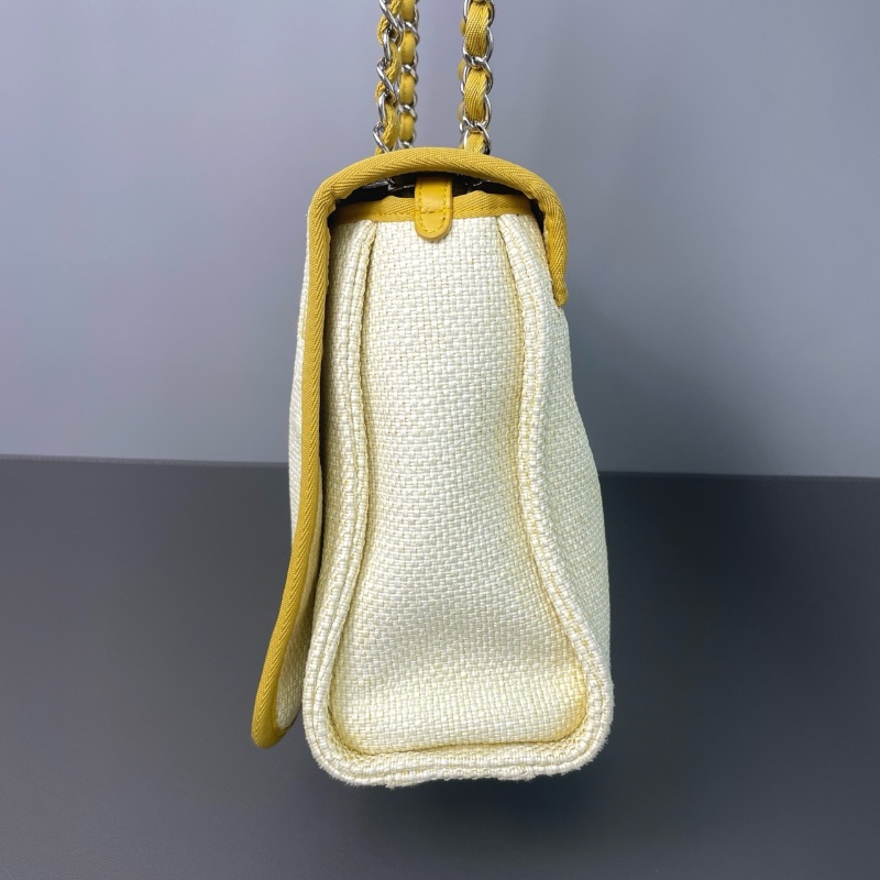 Chanel 黃米色字母沙灘郵差包24*22*10  98新配件塵袋保卡-6