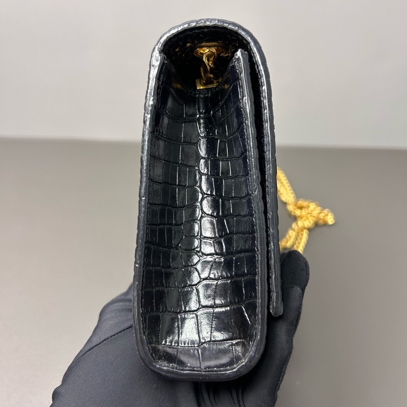 Ysl kate經典黑金鰐魚紋流蘇肩背包19.5*13*5 98新配件塵袋-5