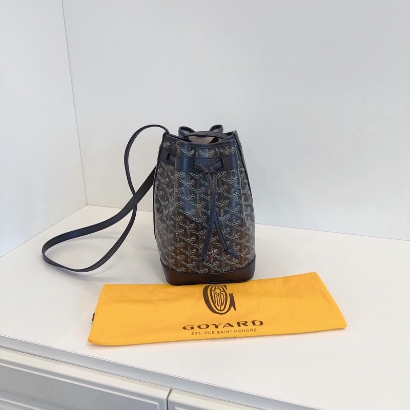 Goyard Petit Flot黑色老花抽繩水桶包 17*23*14 全新閒置塵袋-1