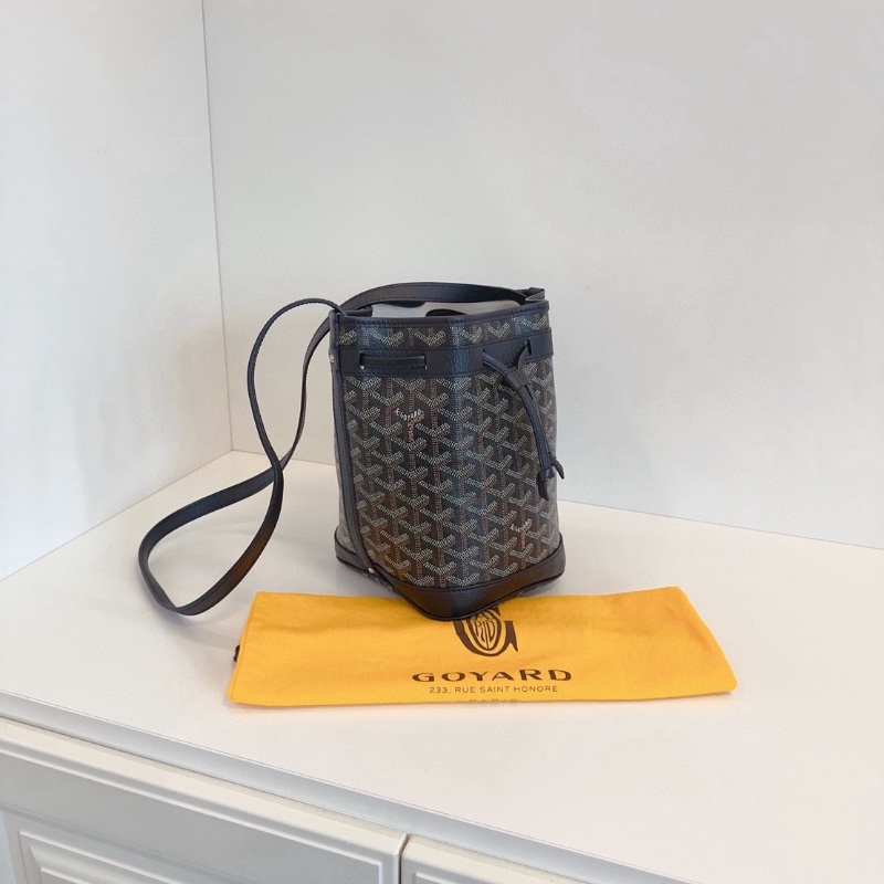 Goyard Petit Flot黑色老花抽繩水桶包 17*23*14 全新閒置塵袋-3