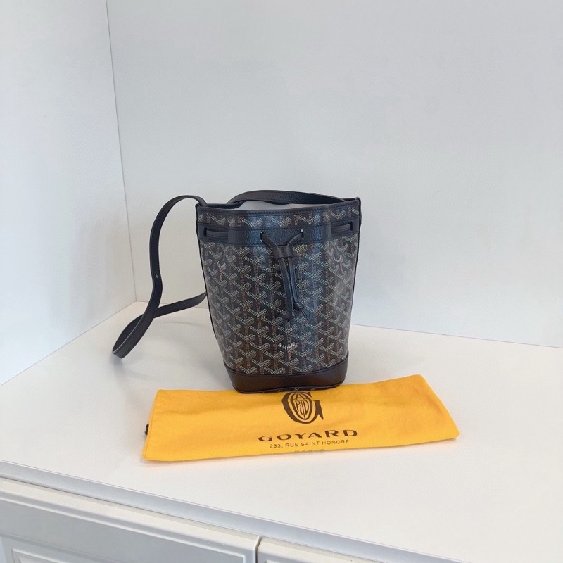 Goyard Petit Flot黑色老花抽繩水桶包 17*23*14 全新閒置塵袋-6