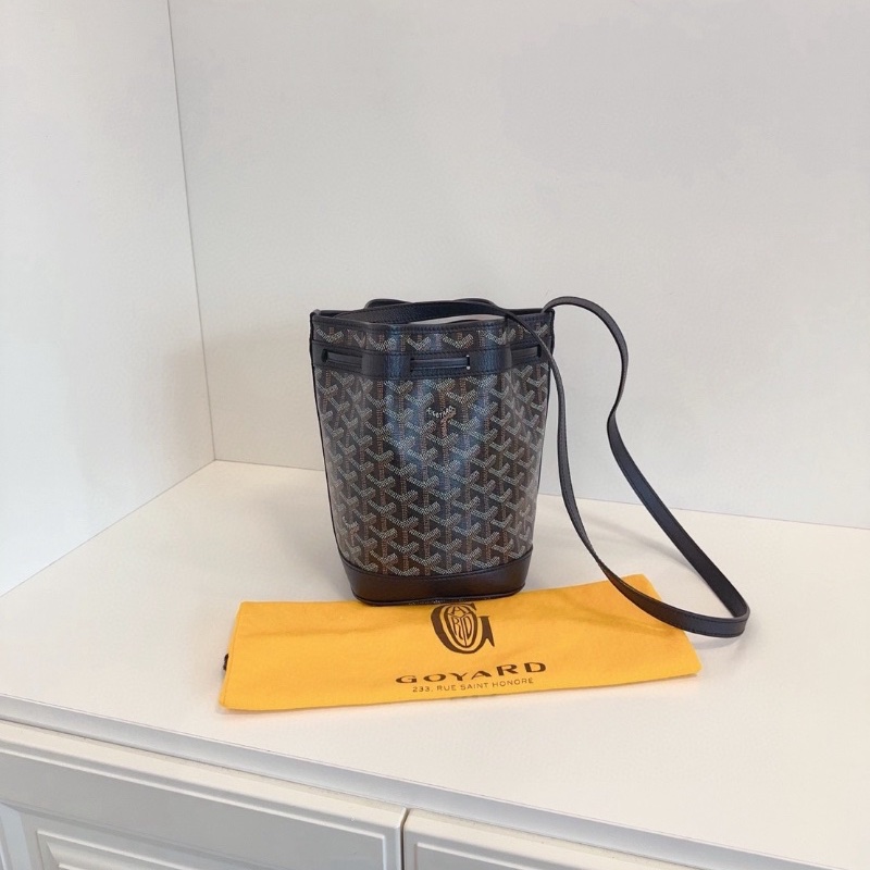 Goyard Petit Flot黑色老花抽繩水桶包 17*23*14 全新閒置塵袋-7