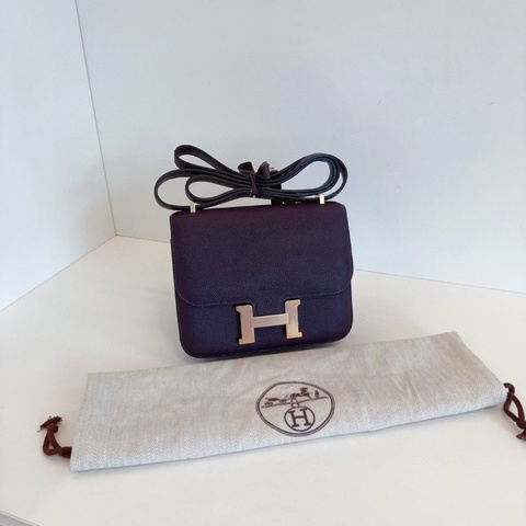 Hermes constance mini 康康19 葡萄紫 金扣 e皮18*15*5  99新配件塵袋