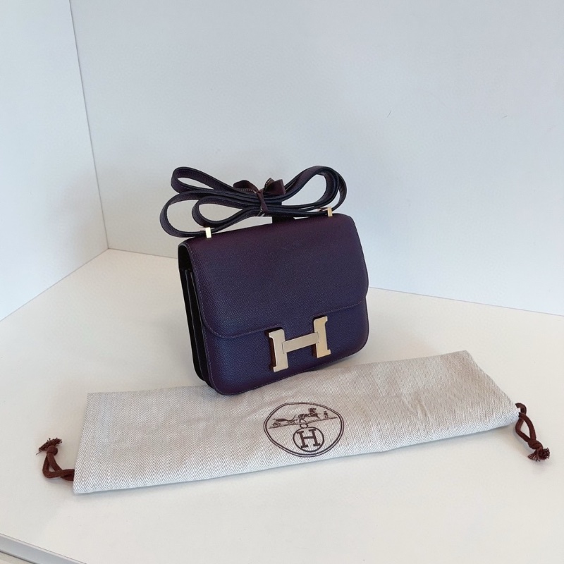 Hermes constance mini 康康19 葡萄紫 金扣 e皮18*15*5  99新配件塵袋-2