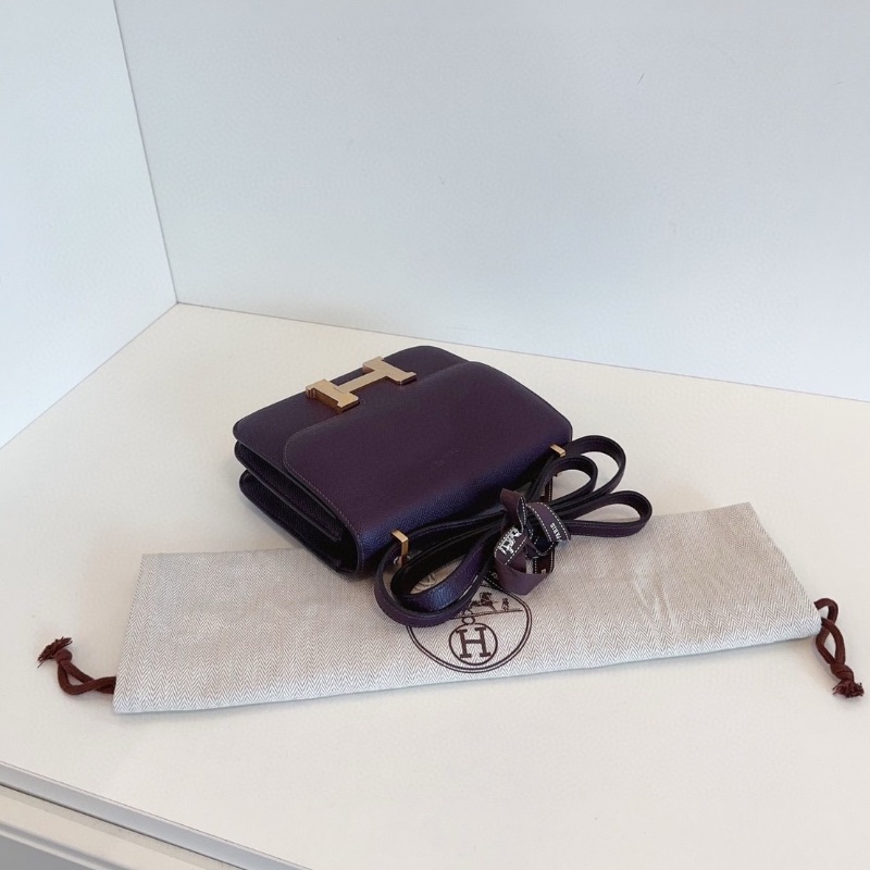 Hermes constance mini 康康19 葡萄紫 金扣 e皮18*15*5  99新配件塵袋-3