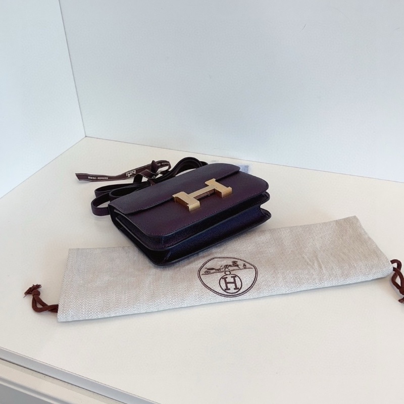 Hermes constance mini 康康19 葡萄紫 金扣 e皮18*15*5  99新配件塵袋-4