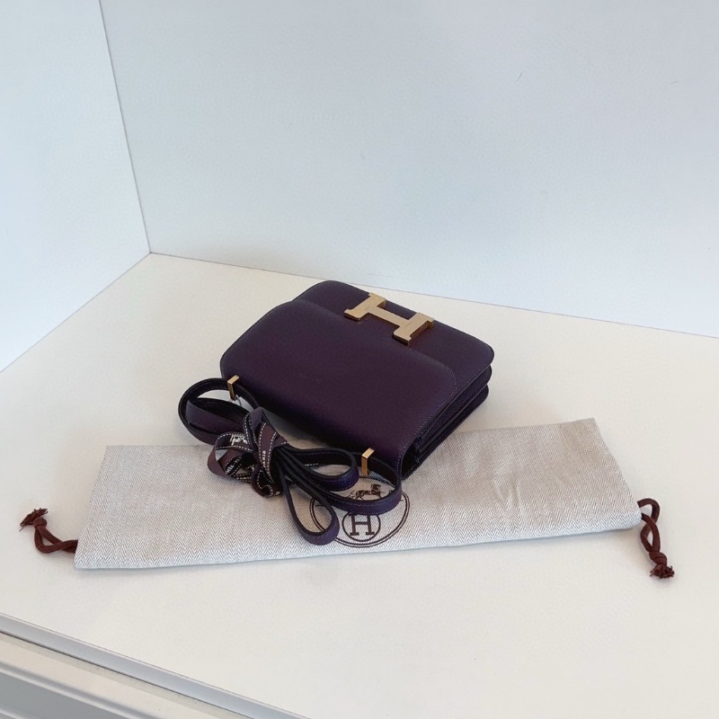 Hermes constance mini 康康19 葡萄紫 金扣 e皮18*15*5  99新配件塵袋-5