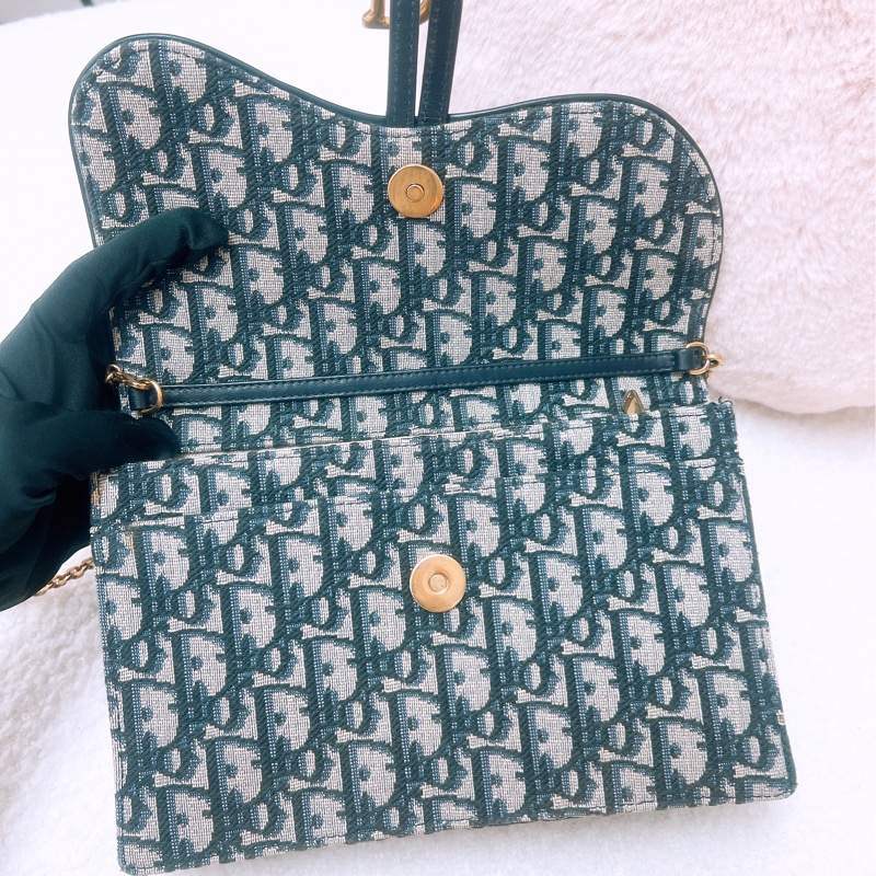 Dior saddle woc 藍色老花馬鞍鏈條包-8