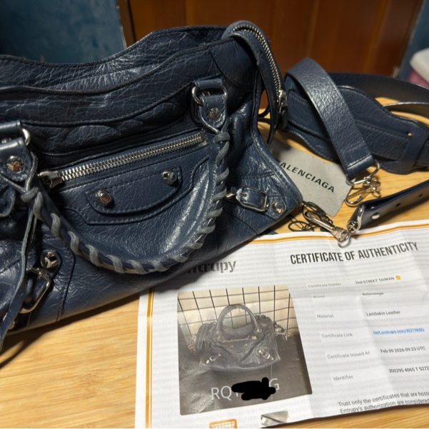 Balenciaga Mini City 深藍銀扣 迷你機車包 斜背肩背兩用 300295-12