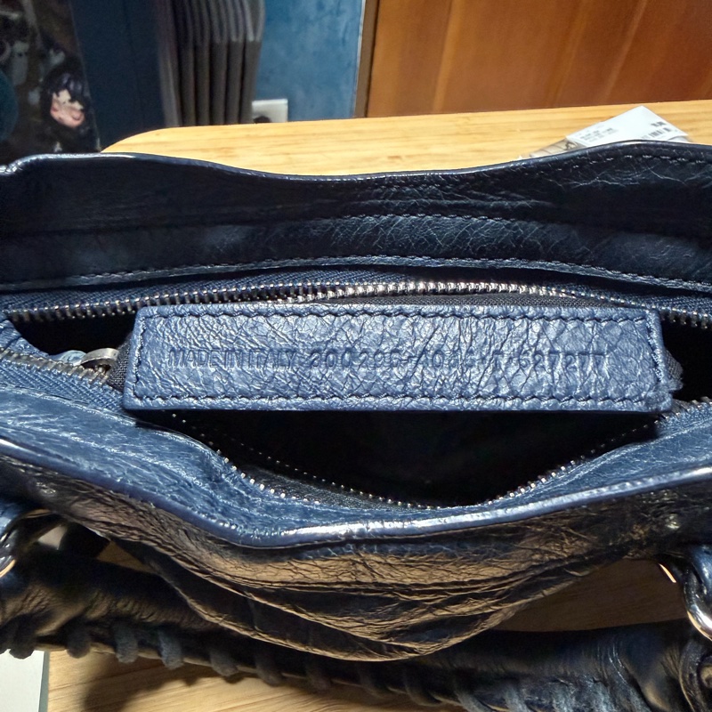 Balenciaga Mini City 深藍銀扣 迷你機車包 斜背肩背兩用 300295-13