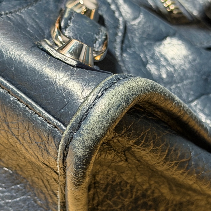 Balenciaga Mini City 深藍銀扣 迷你機車包 斜背肩背兩用 300295-15